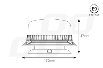 Lampa ostrzegawcza Kogut W03M magnetyczna R65 R10 36LED 12/24V IP56