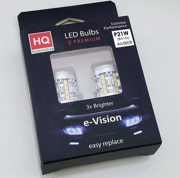 2x P21W BA15S 26X SMD-3020 100% CanBus ŻÓŁTA HQ Automotive Żarówki Samochodowe Kierunkowskazów LED